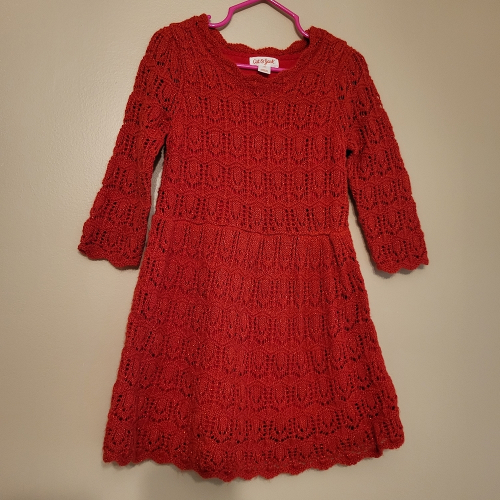 Cat &Jack Knitted girls red dress size 2-3t